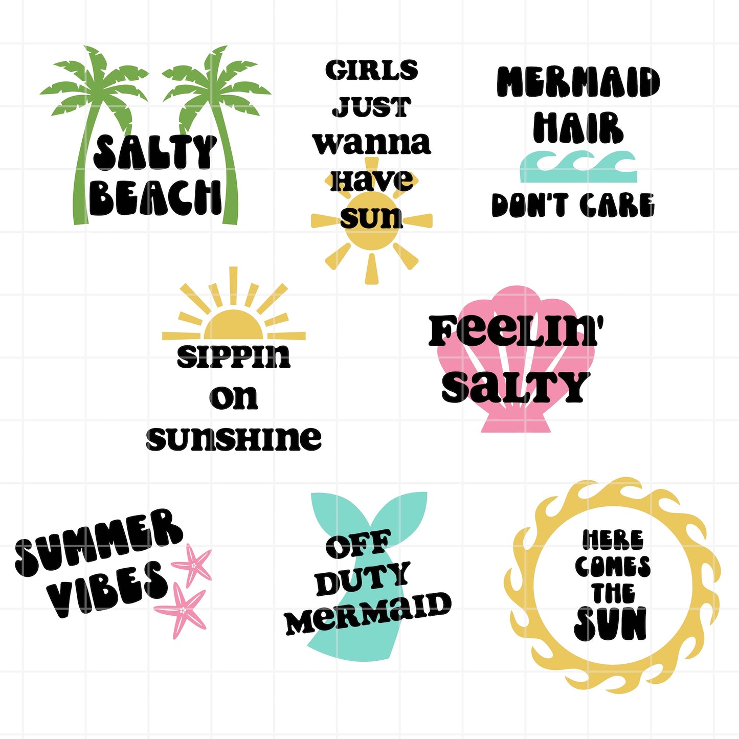 Summer Phrase SVG Set