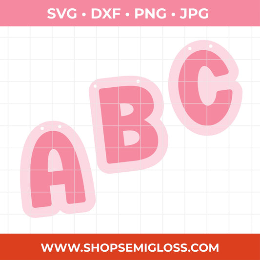 Pink letters A, B, and C on a grid background with file format options above and a website URL below.