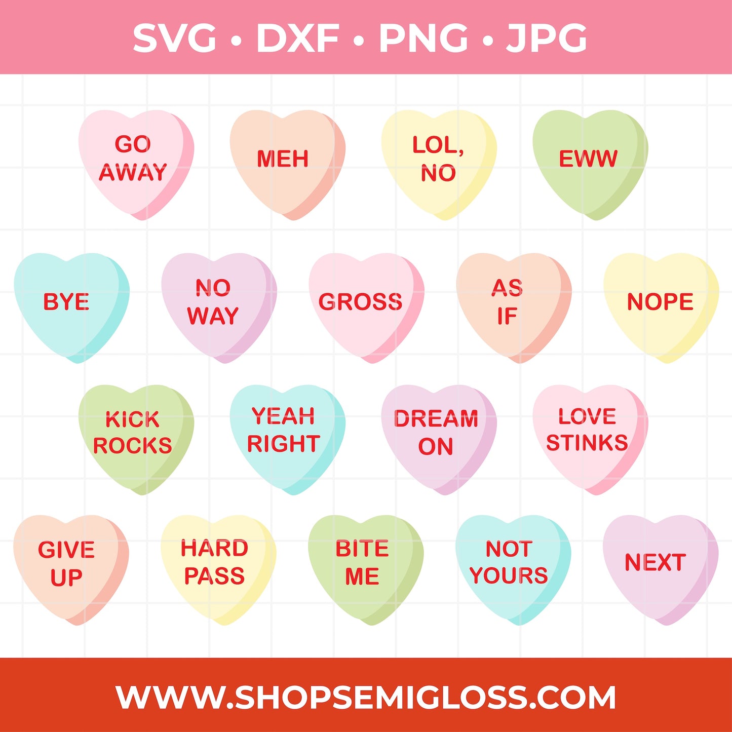 Anti-Valentine's Conversations Heart SVG Set