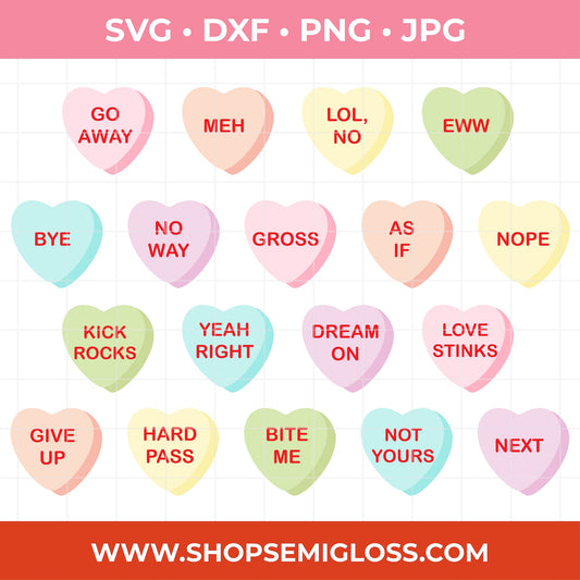 Anti-Valentine's Conversations Heart SVG Set