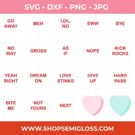Anti-Valentine's Conversations Heart SVG Set