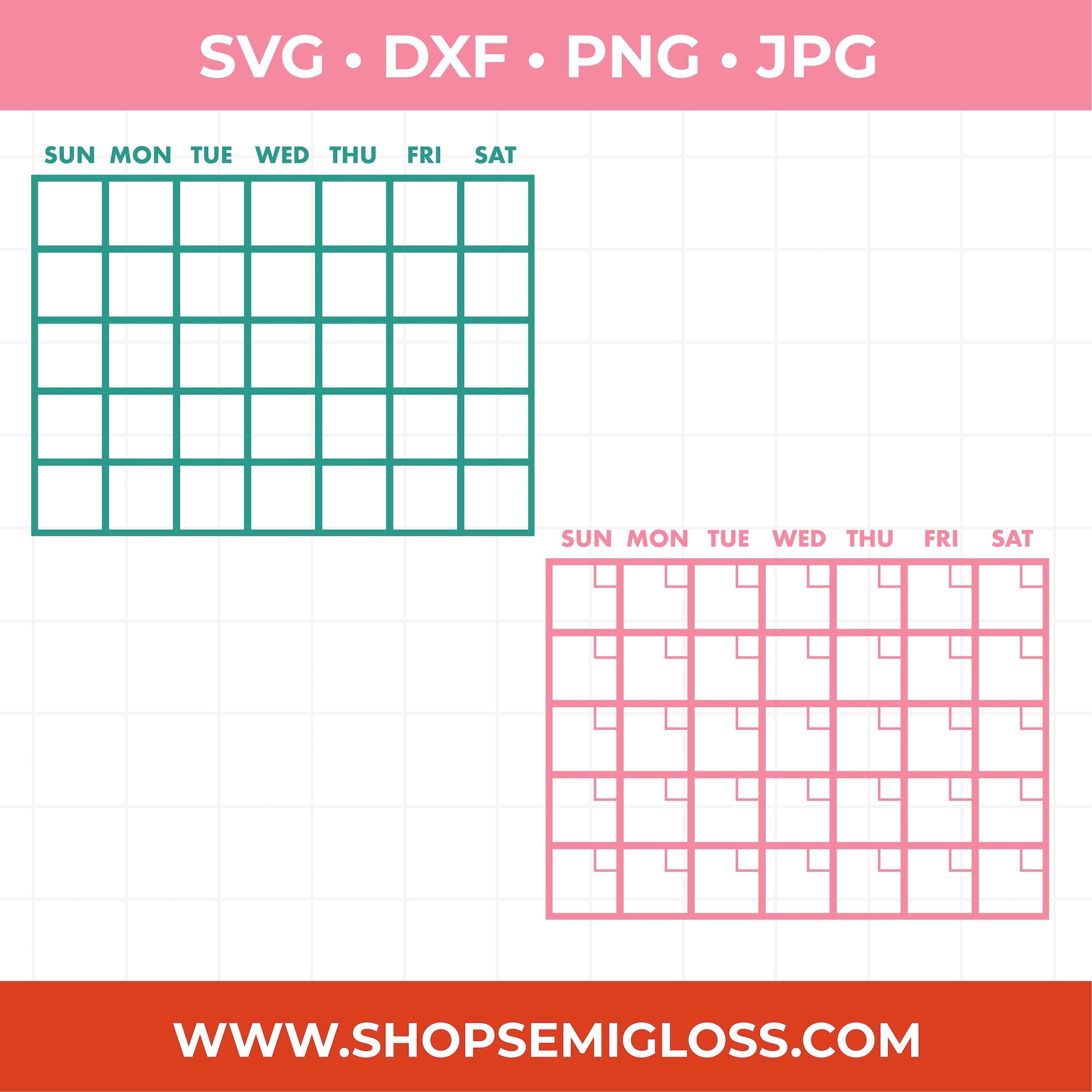 Calendar SVG Set – Semigloss Design Shop
