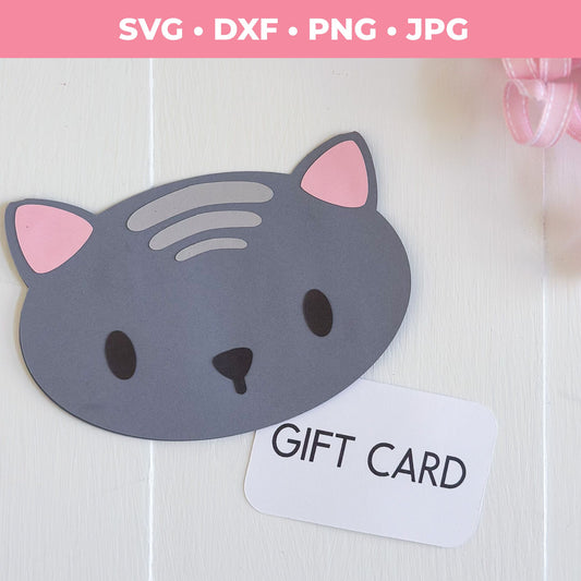 Cat-shaped gift card holder with 'GIFT CARD' label on a white background