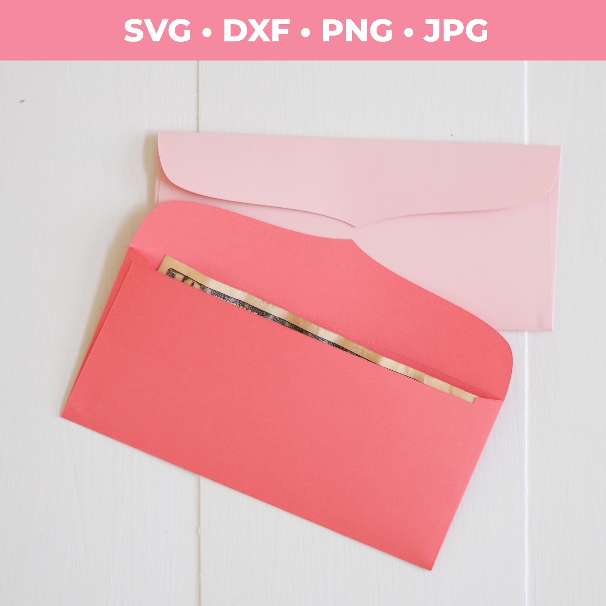 Pink envelopes on a white background