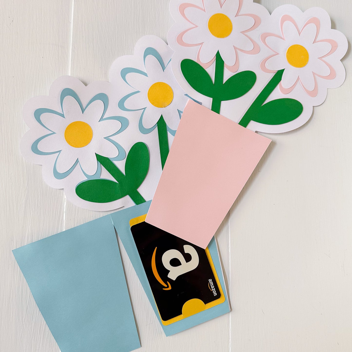 Flowers in a vase gift card holder with gift card