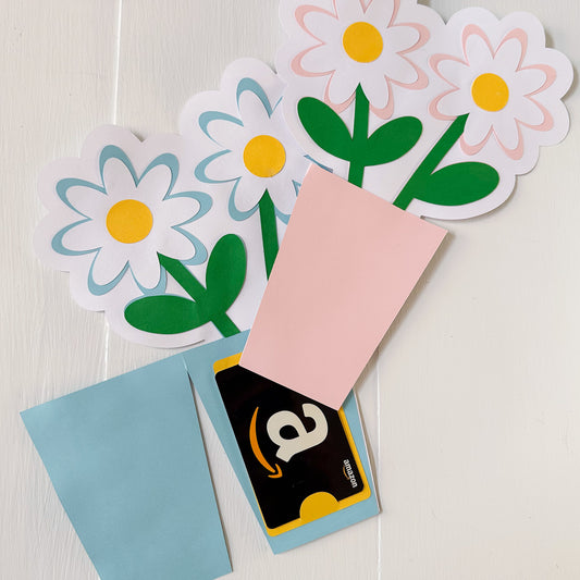 Flowers in a vase gift card holder with gift card