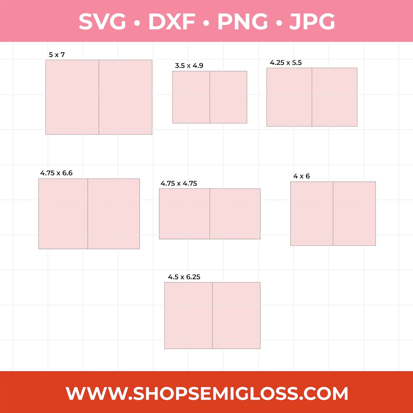 Basic Card SVG Set of 7 Sizes for Cardmaking