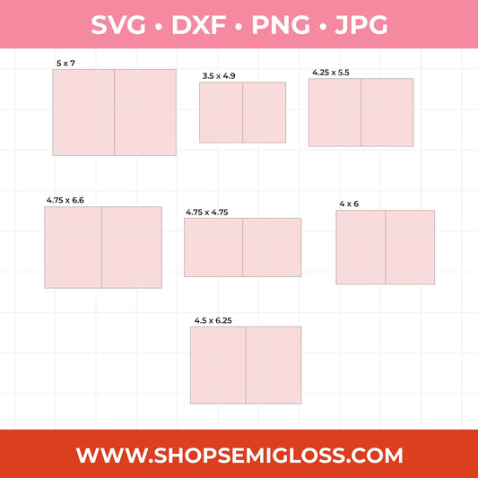 Basic Card SVG Set of 7 Sizes for Cardmaking