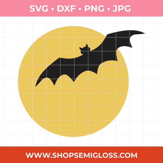 Halloween Bat and Moon SVG