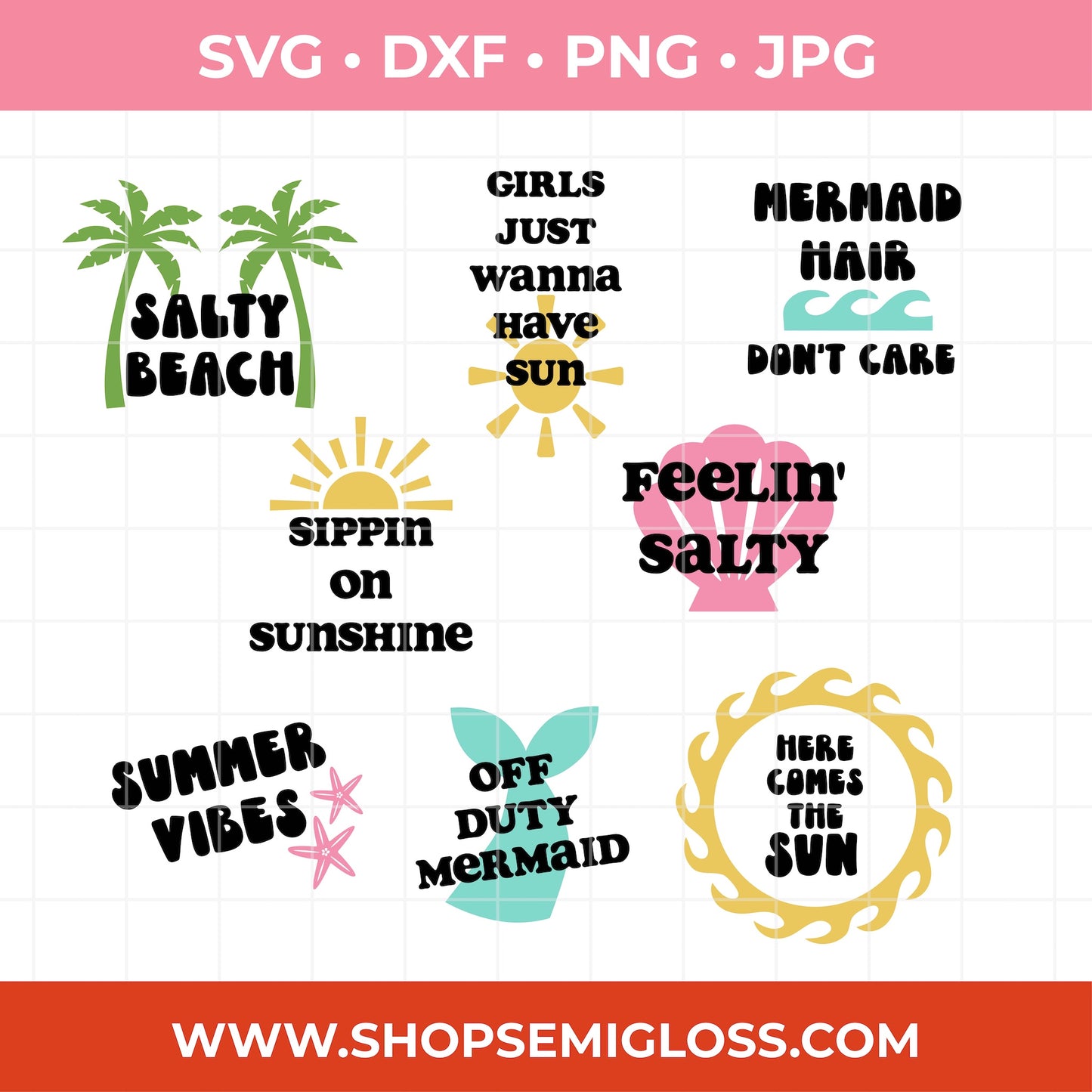 Summer Phrase SVG Set