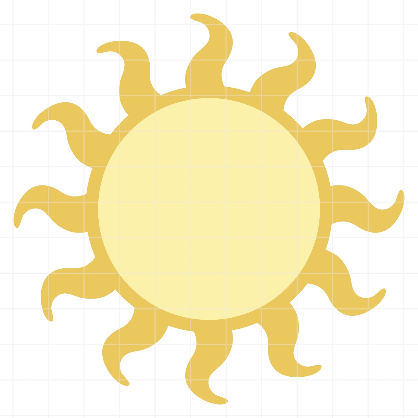 Illustration of a yellow sun on a white background