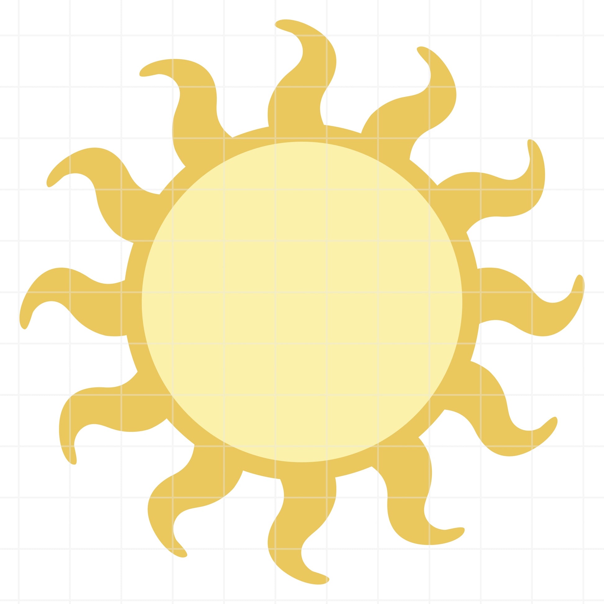 Illustration of a yellow sun on a white background