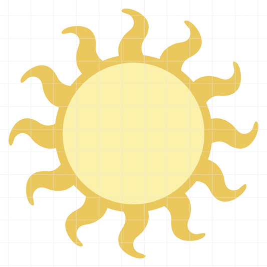 Illustration of a yellow sun on a white background