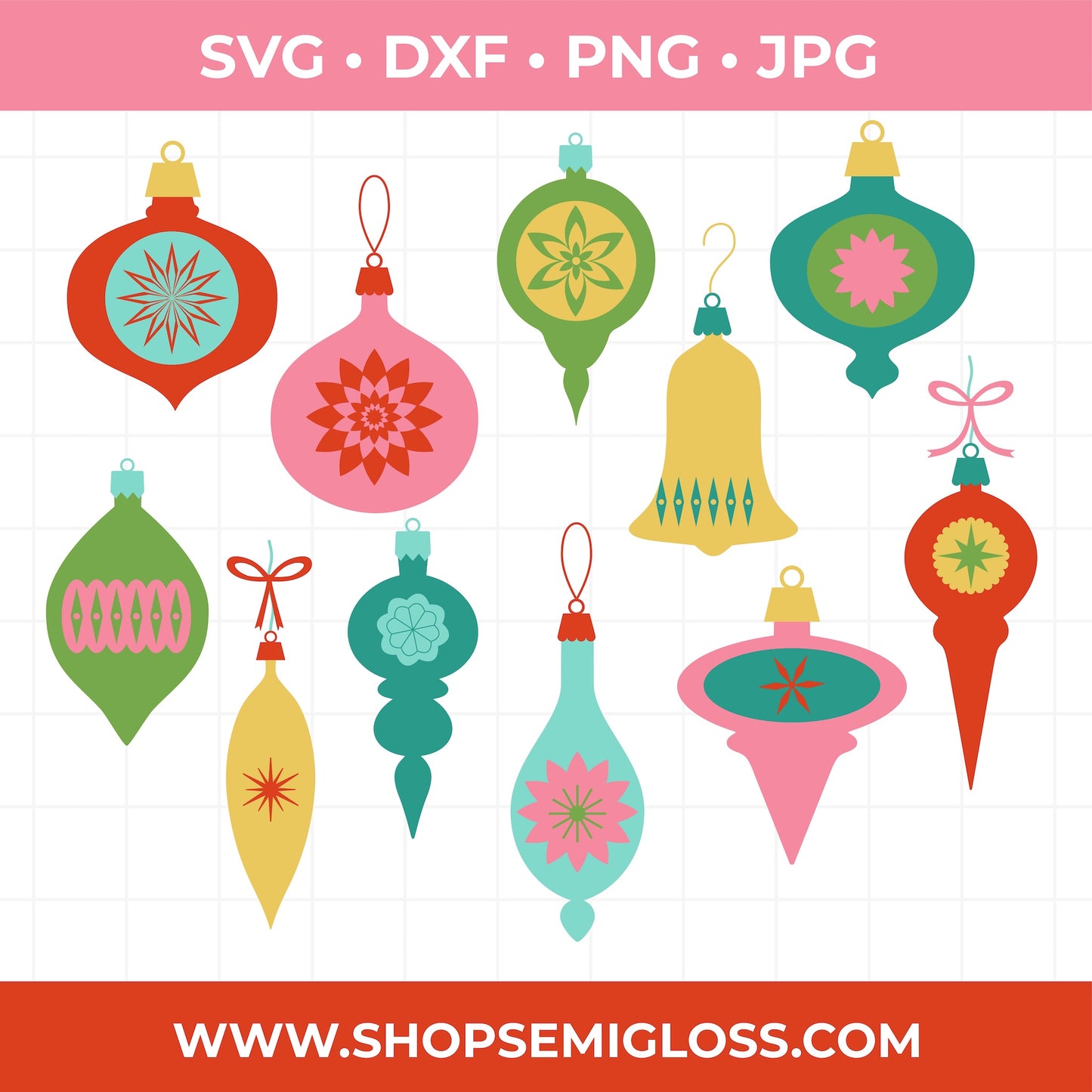 Vintage Christmas Ornament SVG Bundle