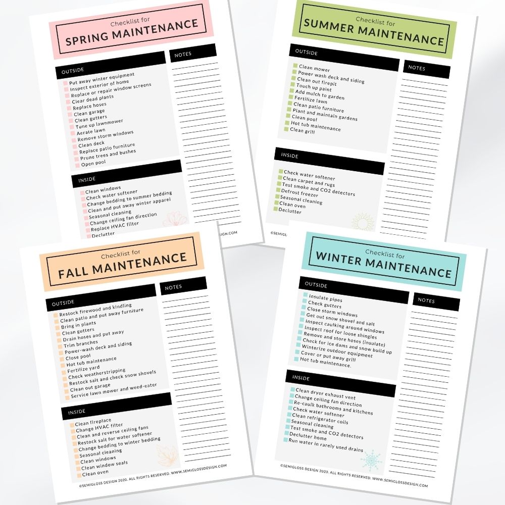 Seasonal Maintenance Checklists