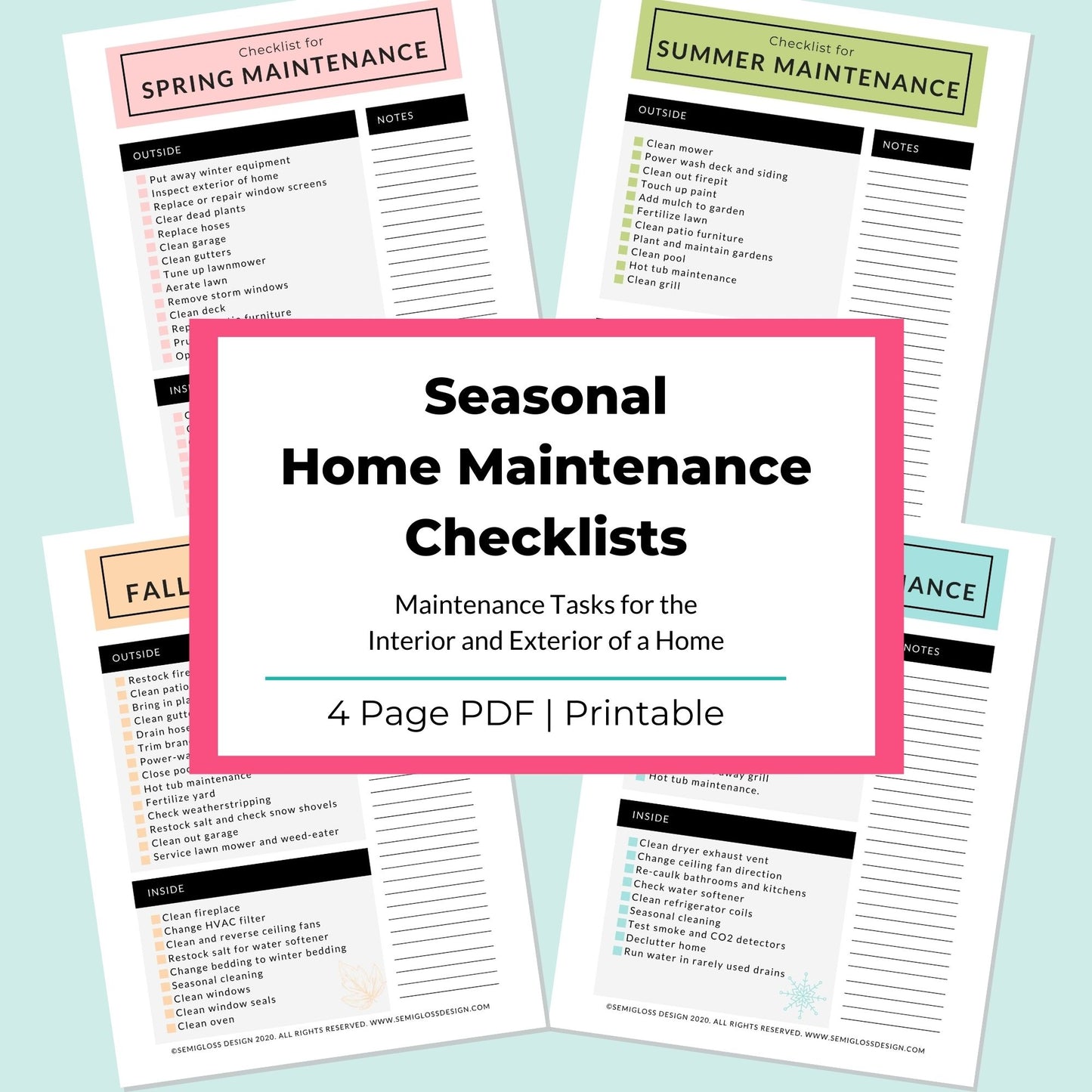Seasonal Maintenance Checklists