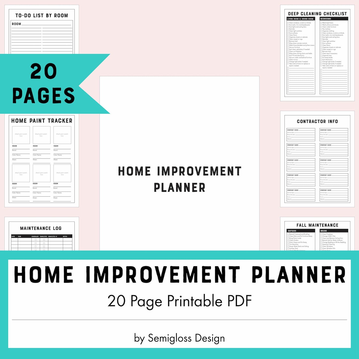 Home Improvement Planner Printable PDF