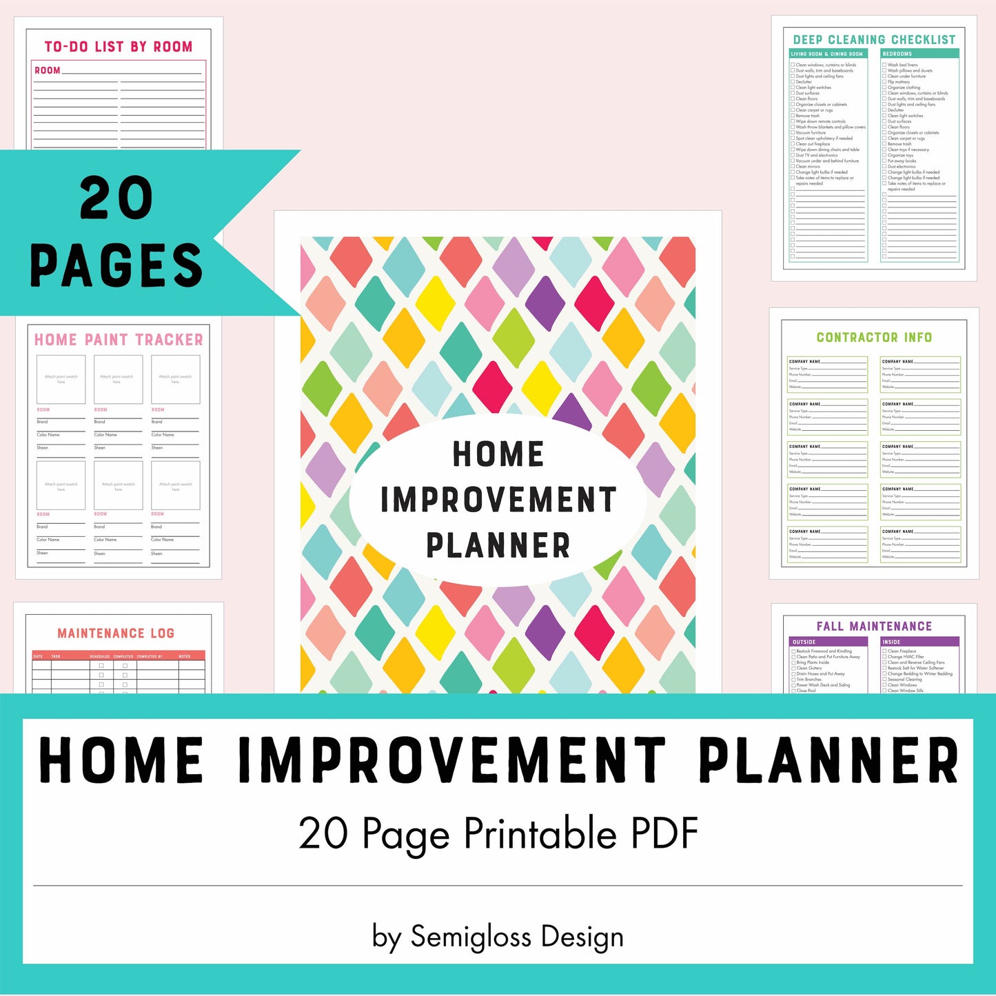 colorful home improvement planner listing