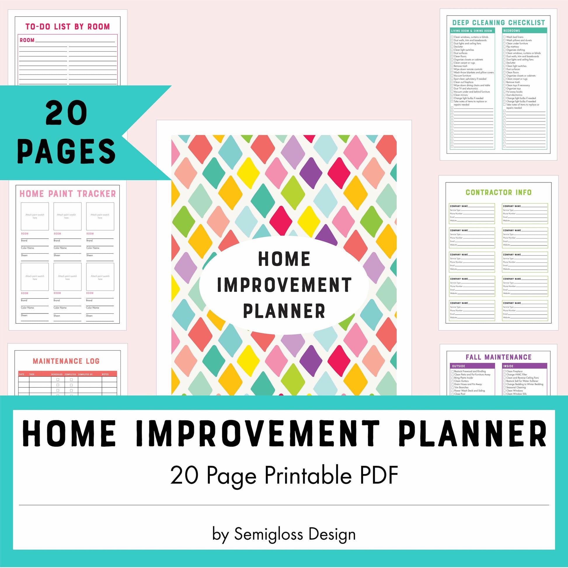 colorful home improvement planner listing