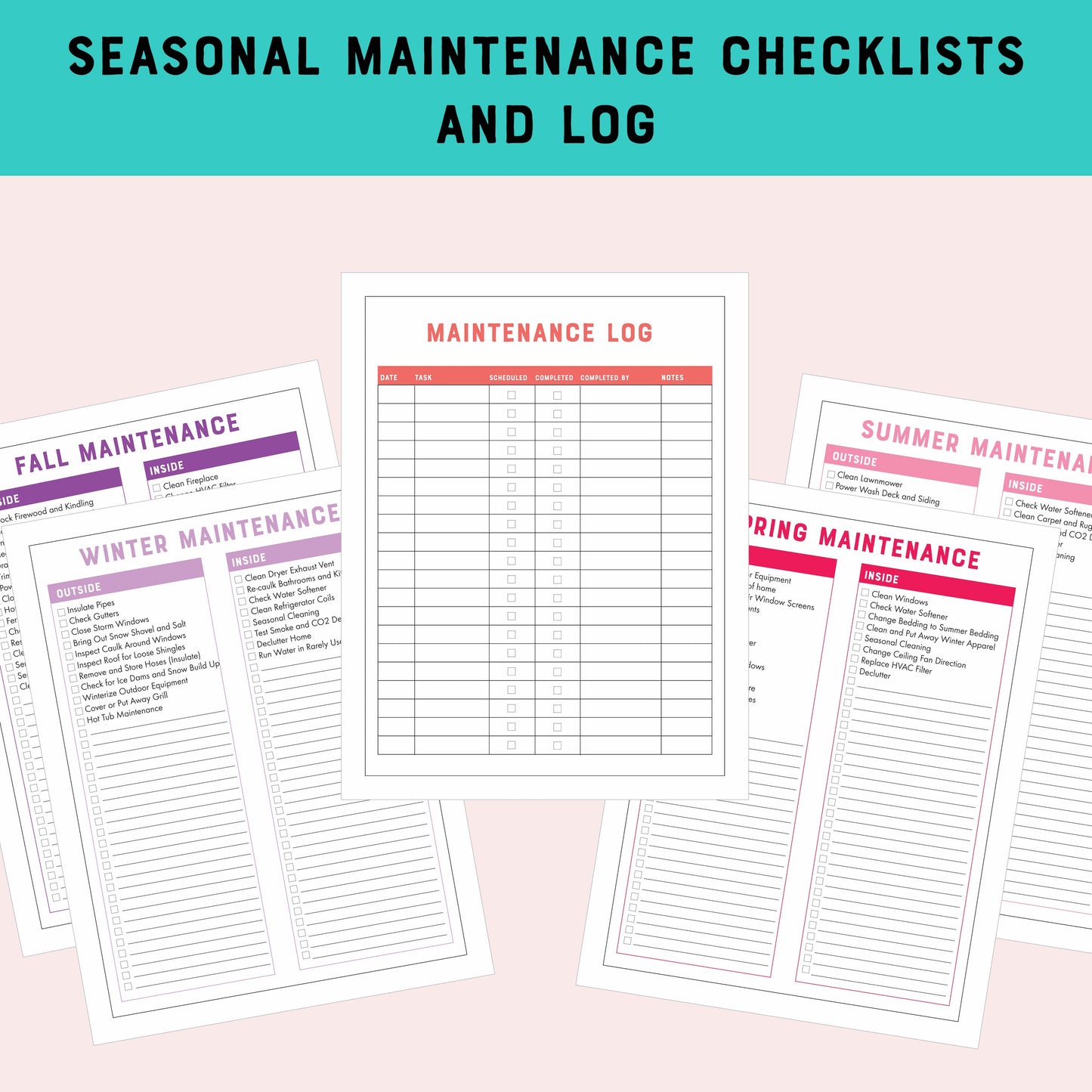 Colorful Home Improvement Planner Printable PDF (20 Pages)