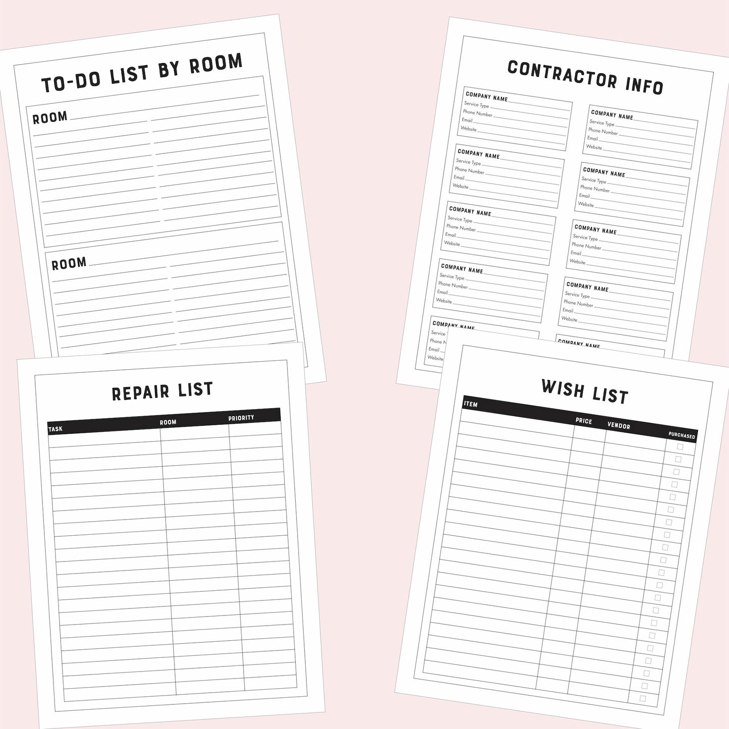 Home Improvement Planner Printable PDF