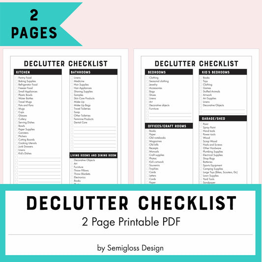 Checklist for Decluttering